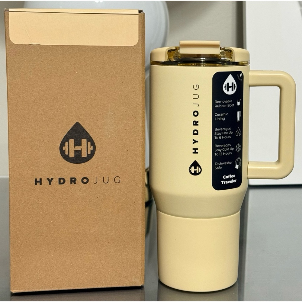 Hydrojug x GHOST 20oz Traveler Coffee‎ Mug, TAN LATTE